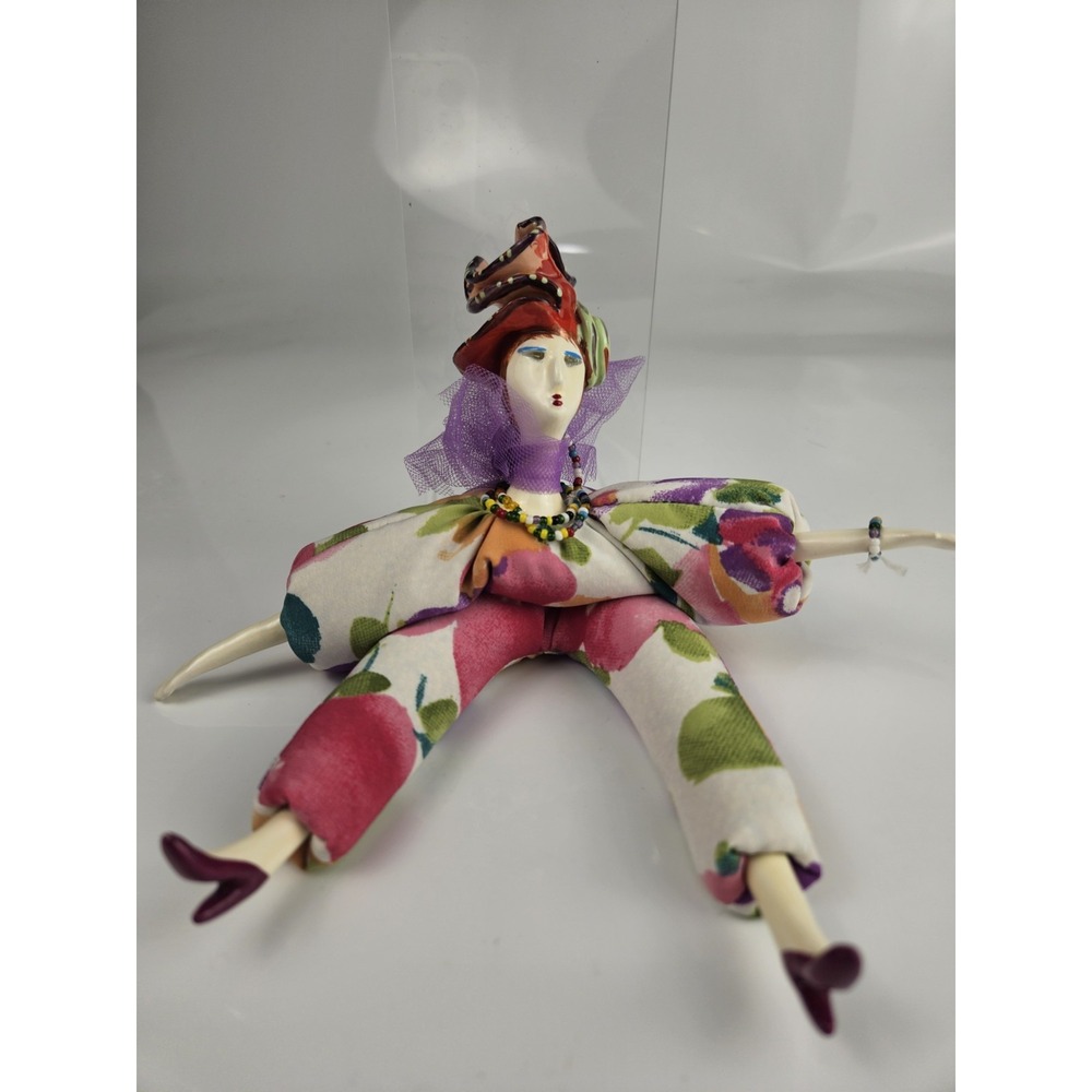 Poupee Millet Cerri Art 11" French Porcelain Doll Awesome Headdress And Scarf - Picture 3 of 11